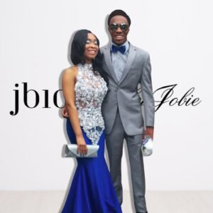 Custom Sheer Silver High Neck Prom Dress With Tight Royal Blue Mermaid Train