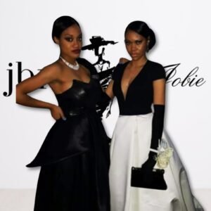 Custom Black Prom Gown with Pointed Leather Sweetheart Neckline